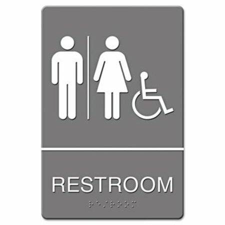 U. S. STAMP & SIGN Headline, Ada Sign, Restroom/wheelchair Accessible Tactile Symbol, Molded Plastic, 6 X 9 4811
